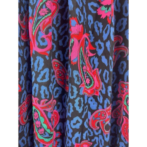 Land And Sea Vintage Ames Bold Blue Pink Floral Midi Elastic Waist Skirt M NWT - Picture 5 of 12